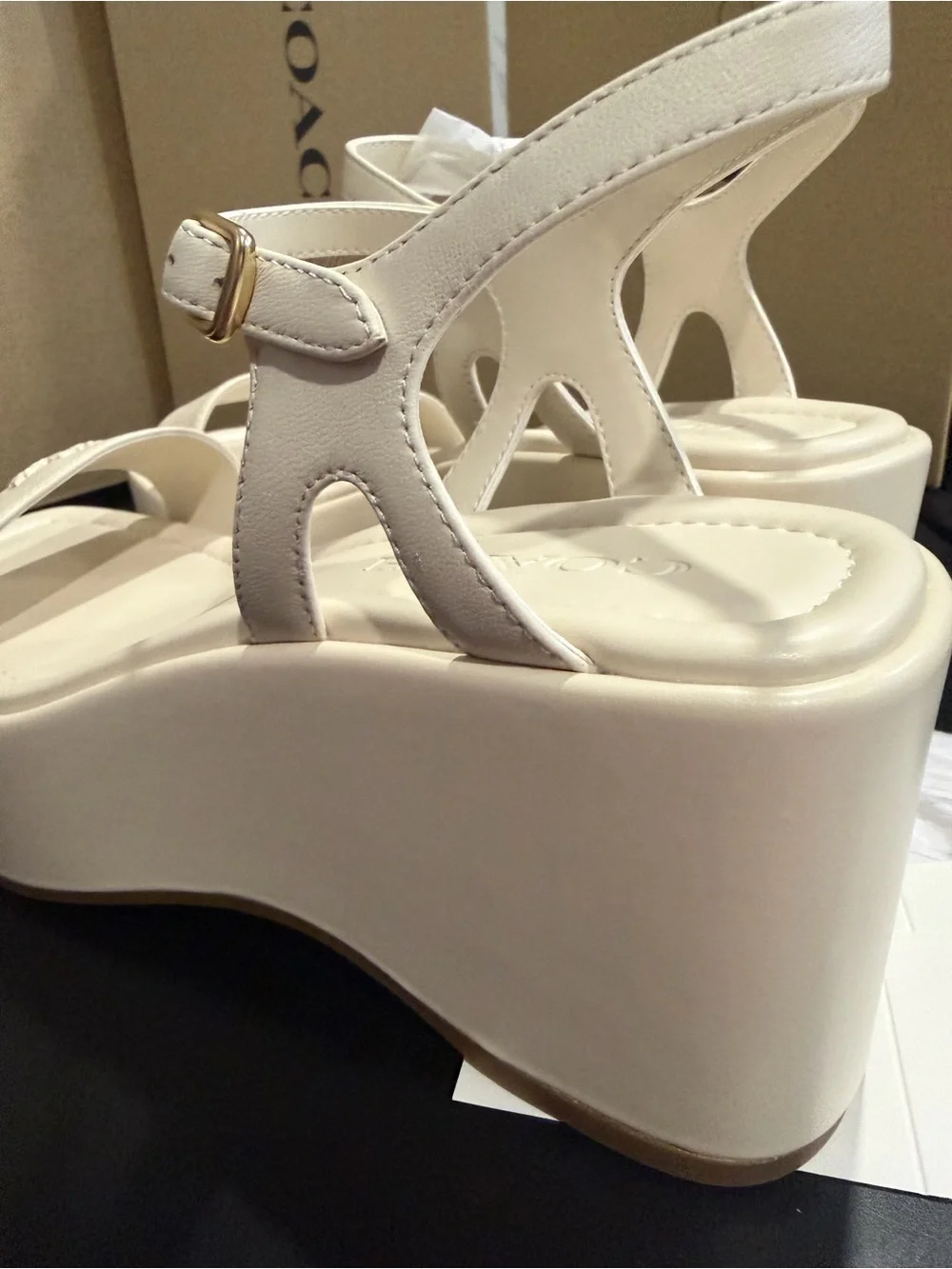 Coach Cream Platform Sandals